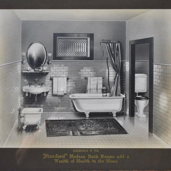 Standard Sanitary Plumbing Store Display Sign Factory Framed Sink Sitz Bath Tub - Picture 3 of 8